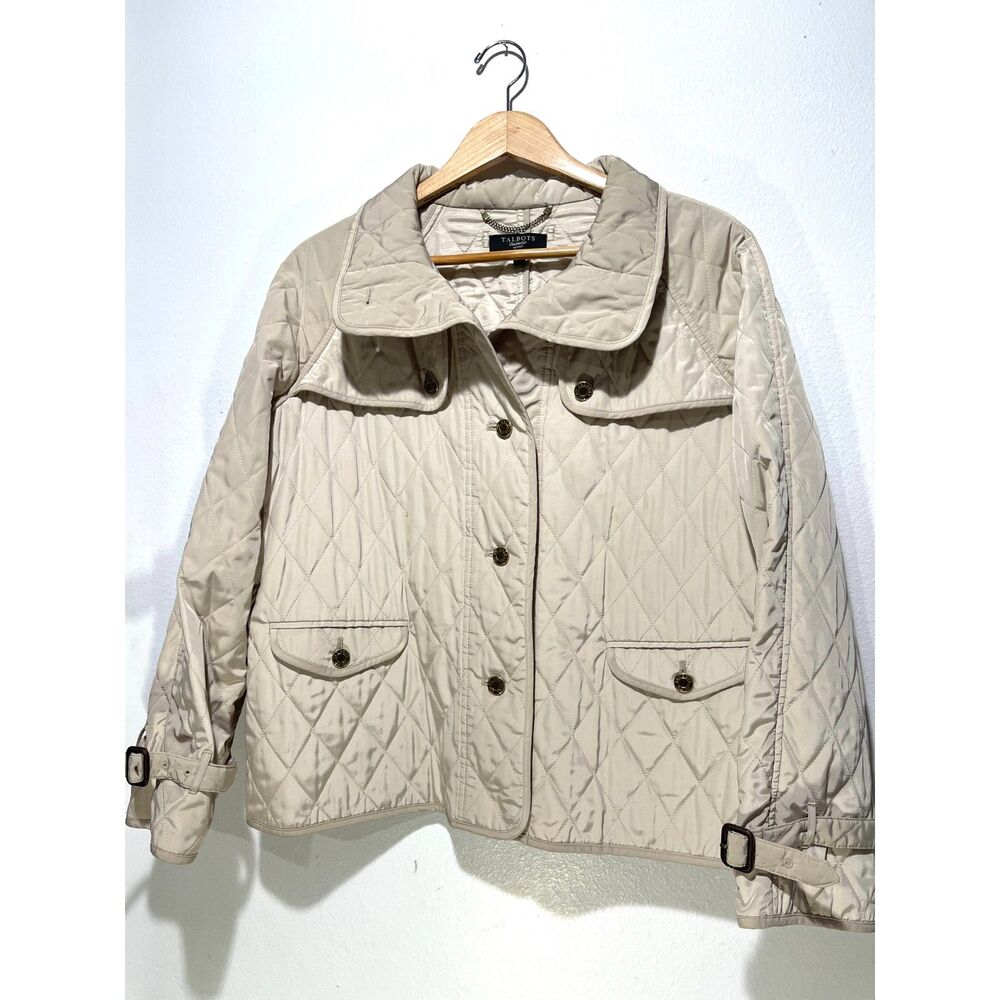 Talbots quilted jacket cropped utility pocket winter preppy casual women LP